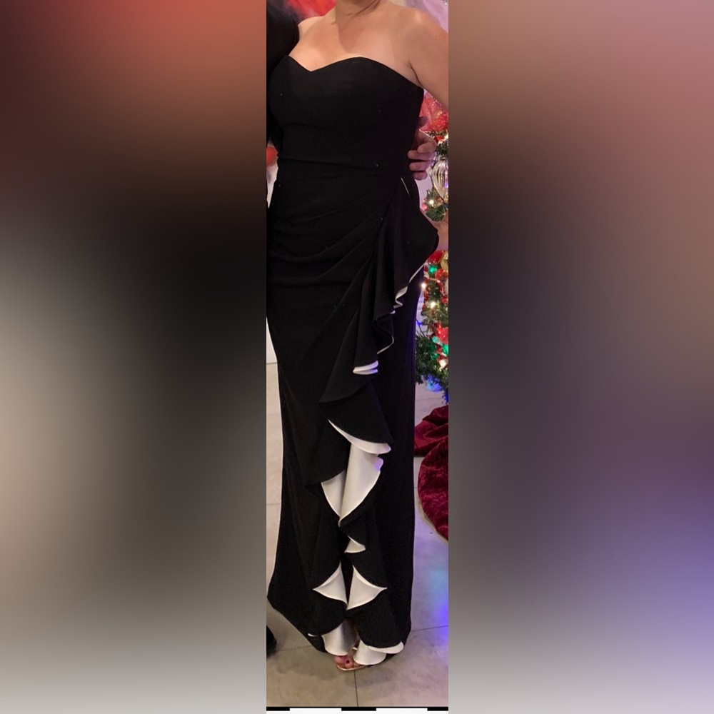 Badgley Mischka Strapless Black and White Dress - Picture 3 of 3